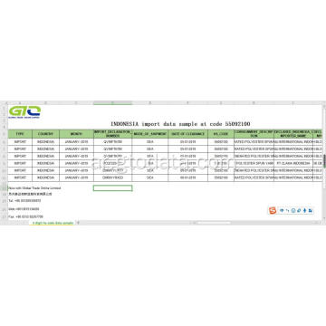 إندونيسيا استيراد البيانات في كود 55092100 غزل البوليستر الخالص غير التجزئة